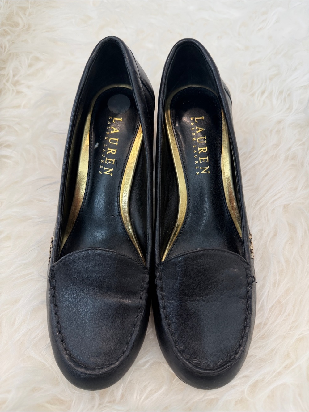 Lauren Ralph Lauren Black Leather Moc Toe Loafers